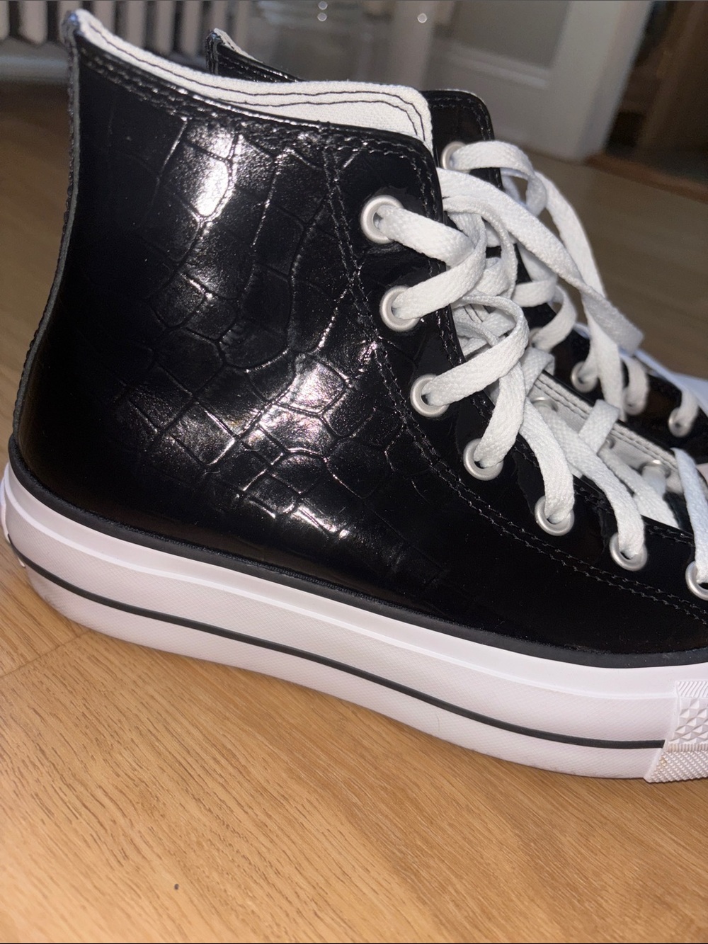Converse Black High-Top Platform Sneakers with White Accents
